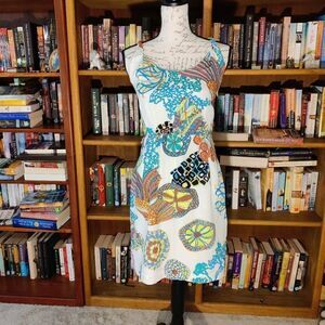 TRINA turk strappy silk jellyfish print mini dress size 2p euc